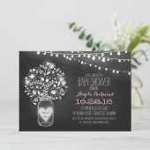 メーソンジャーの黒板及びライトベビーシャワーの招待 招待状 (スタンド正面)