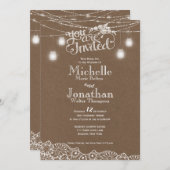 メーソンジャーライトレースの素朴な結婚式招待状 招待状 (正面/裏面)