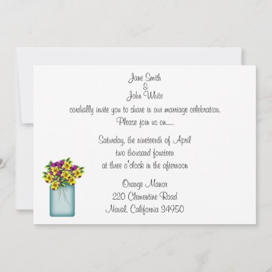 メーソンジャールオブパンジー結婚式招待状 招待状 (裏面)