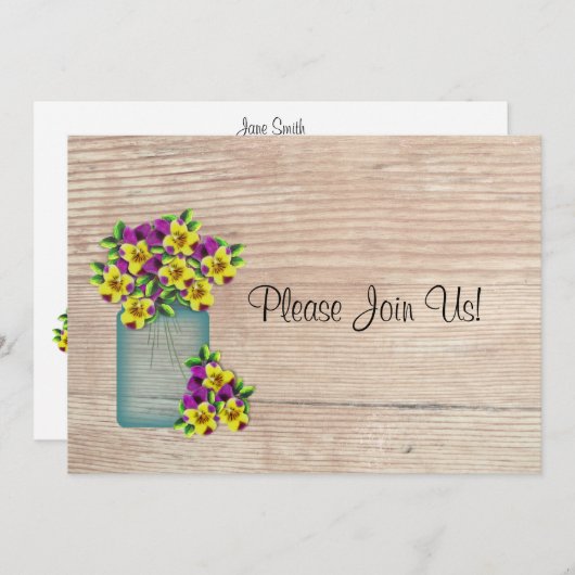 メーソンジャールオブパンジー結婚式招待状 招待状 (正面/裏面)