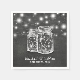 メーソンジャールストリングライツシャルボードウェディングシャワー スタンダードカクテルナプキン