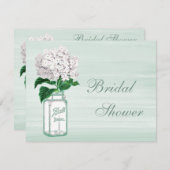 メーソンジャー及びアジサイの素朴で真新しいブライダルシャワー 招待状 (正面/裏面)