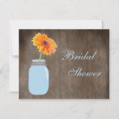 メーソンジャー及びガーベラのデイジーの素朴なブライダルシャワー 招待状 (正面)