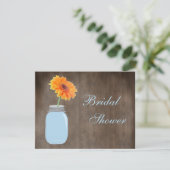 メーソンジャー及びガーベラのデイジーの素朴なブライダルシャワー 招待状 (スタンド正面)