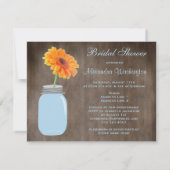 メーソンジャー及びガーベラのデイジーの素朴なブライダルシャワー 招待状 (裏面)