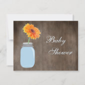 メーソンジャー及びガーベラのデイジーの素朴なベビーシャワー 招待状 (正面)