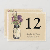 メーソンジャー及び野生の花のテーブルカード ポストカード (正面/裏面)