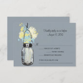 メーソンジャー及び野生の花RSVPカード 出欠カード (正面/裏面)