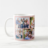 メーソンリーグリッドソフトピンク8フォトコラージュ コーヒーマグカップ (左)
