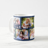 メーソンリーグリッド深いブルー8フォトコラージュ コーヒーマグカップ (正面左)