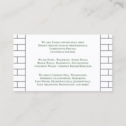 メーソンリー建築名刺 名刺 (裏面)