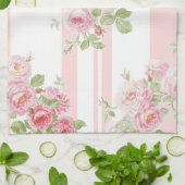 メーデーの夏のバラのシャクヤクのストライブ柄 キッチンタオル (折り畳み)