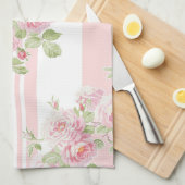 メーデーの夏のバラのシャクヤクのストライブ柄 キッチンタオル (四つ折り)