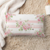 メーデーの夏のバラのシャクヤクのストライブ柄 ランバークッション (ブランケット)