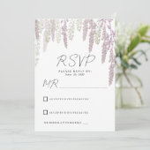 メーブエレガントピンクのミントグリーンフローラ結婚式RSVP 招待状 (スタンド正面)