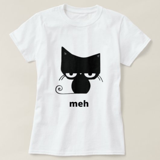 メーブラックおもしろい猫 Tシャツ (デザイン正面)