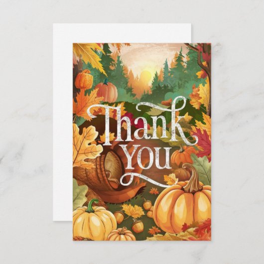 メープルかわいらしオータム秋 サンキューカード (正面/裏面)