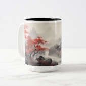 メープルの森と山の川 ツートーンマグカップ (正面左)