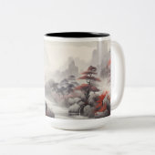 メープルの森と山の川 ツートーンマグカップ (正面右)