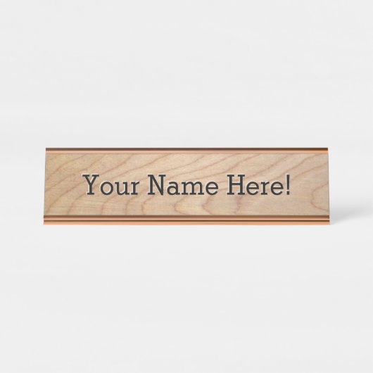 メープルウッドモダンラグジュアリーデザイナー机用ネームプレート デスクネームプレート (正面)