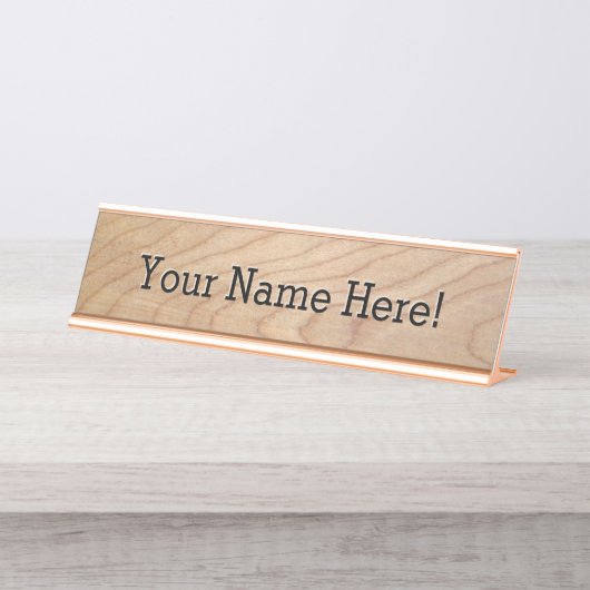 メープルウッドモダンラグジュアリーデザイナー机用ネームプレート デスクネームプレート (正面)