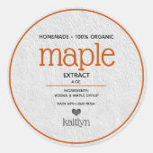 メープルエキスパーソナライズされたボトリングラベル ラウンドシール (正面)