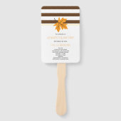 メープルエレガントリーフ，ストライプ秋の結婚式プログラム ハンドファン (正面)