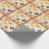 メープルエレガント葉感謝祭ハート ラッピングペーパー (角)