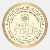 メープルオーガニックシロップ伝統的ウッド焼成ラベル ラウンドシール (正面)