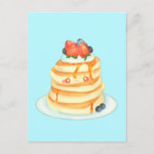 メープルシロップとクリームが入ったふわふわのパンケーキ ポストカード (正面)