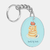 メープルシロップとフルーツとクリームが入ったふわふわのパンケーキ キーホルダー (正面左)