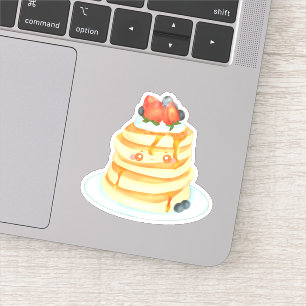 メープルシロップとフルーツとクリームが入ったふわふわのパンケーキ シール