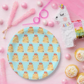 メープルシロップとフルーツとクリームが入ったふわふわのパンケーキ ペーパープレート (パーティー)