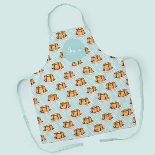 メープルシロップと水玉模様模様のパンケーキ エプロン