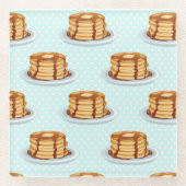 メープルシロップと水玉模様模様のパンケーキ ガラスコースター (正面)