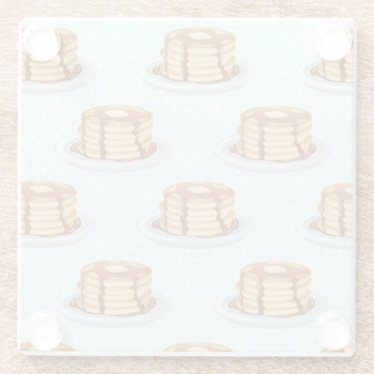 メープルシロップと水玉模様模様のパンケーキ ガラスコースター (裏面)