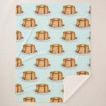 メープルシロップと水玉模様模様のパンケーキ