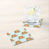 メープルシロップと水玉模様模様のパンケーキ スクエアペーパーコースター (インサイチュ)