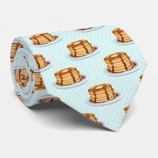 メープルシロップと水玉模様模様のパンケーキ ネクタイ (ロール)