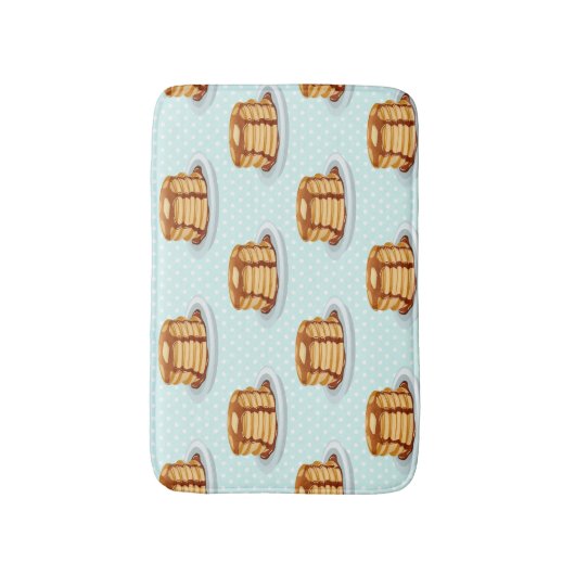 メープルシロップと水玉模様模様のパンケーキ バスマット (正面縦)