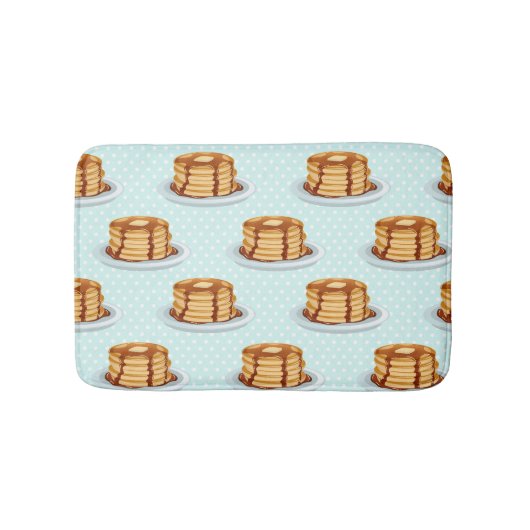 メープルシロップと水玉模様模様のパンケーキ バスマット (正面)