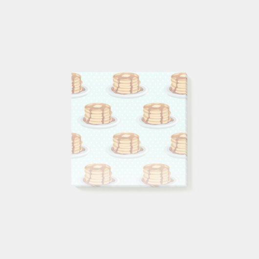 メープルシロップと水玉模様模様のパンケーキ ポストイット (正面)