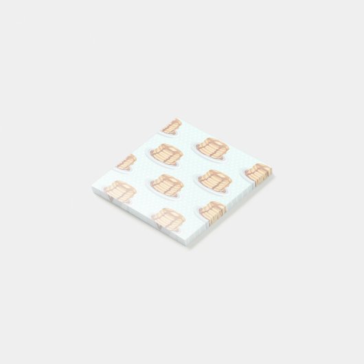 メープルシロップと水玉模様模様のパンケーキ ポストイット (アングル)