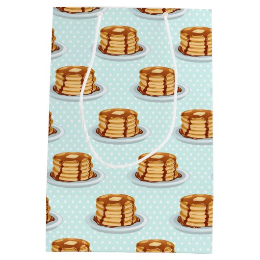 メープルシロップと水玉模様模様のパンケーキ ミディアムペーパーバッグ (裏面)