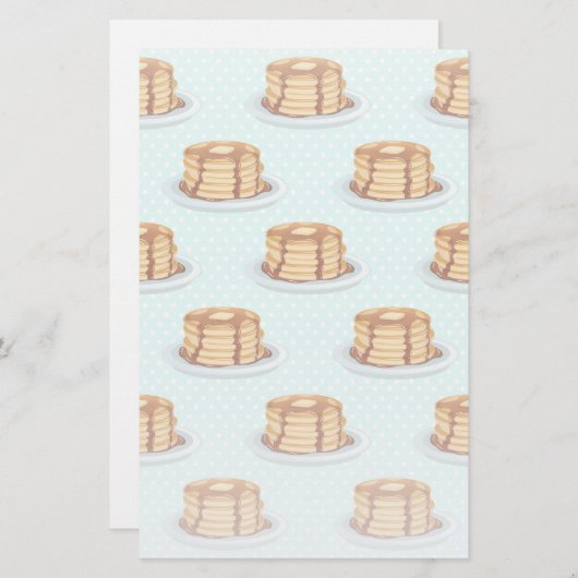 メープルシロップと水玉模様模様のパンケーキ 便箋 (正面/裏面)