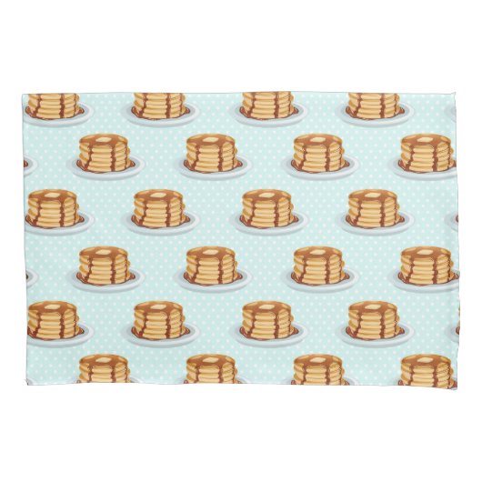 メープルシロップと水玉模様模様のパンケーキ 枕カバー (正面)