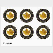 メープルシロップイエローメープルリーフ点々のある縁ど ラウンドシール (シート)