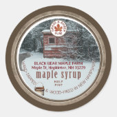 メープルシロップウッズベアーバケットメープルリーフシャック ラウンドシール (正面)