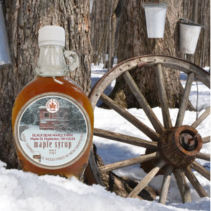 メープルシロップウッズベアーバケットメープルリーフシャック ラウンドシール