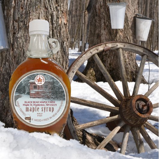 メープルシロップウッズベアーバケットメープルリーフシャック ラウンドシール